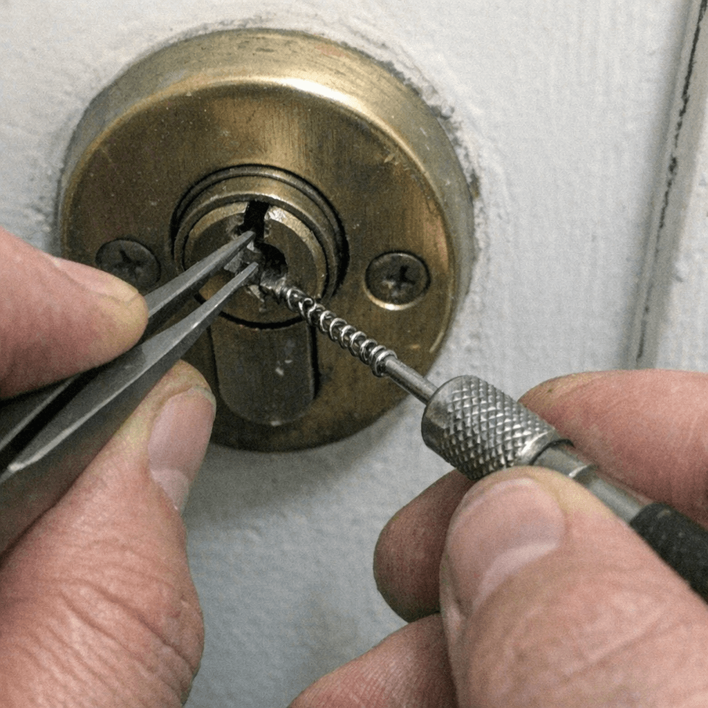 Spezialwerkzeug zum Entfernen von abgebrochenen Metallstücken aus einem Türschloss